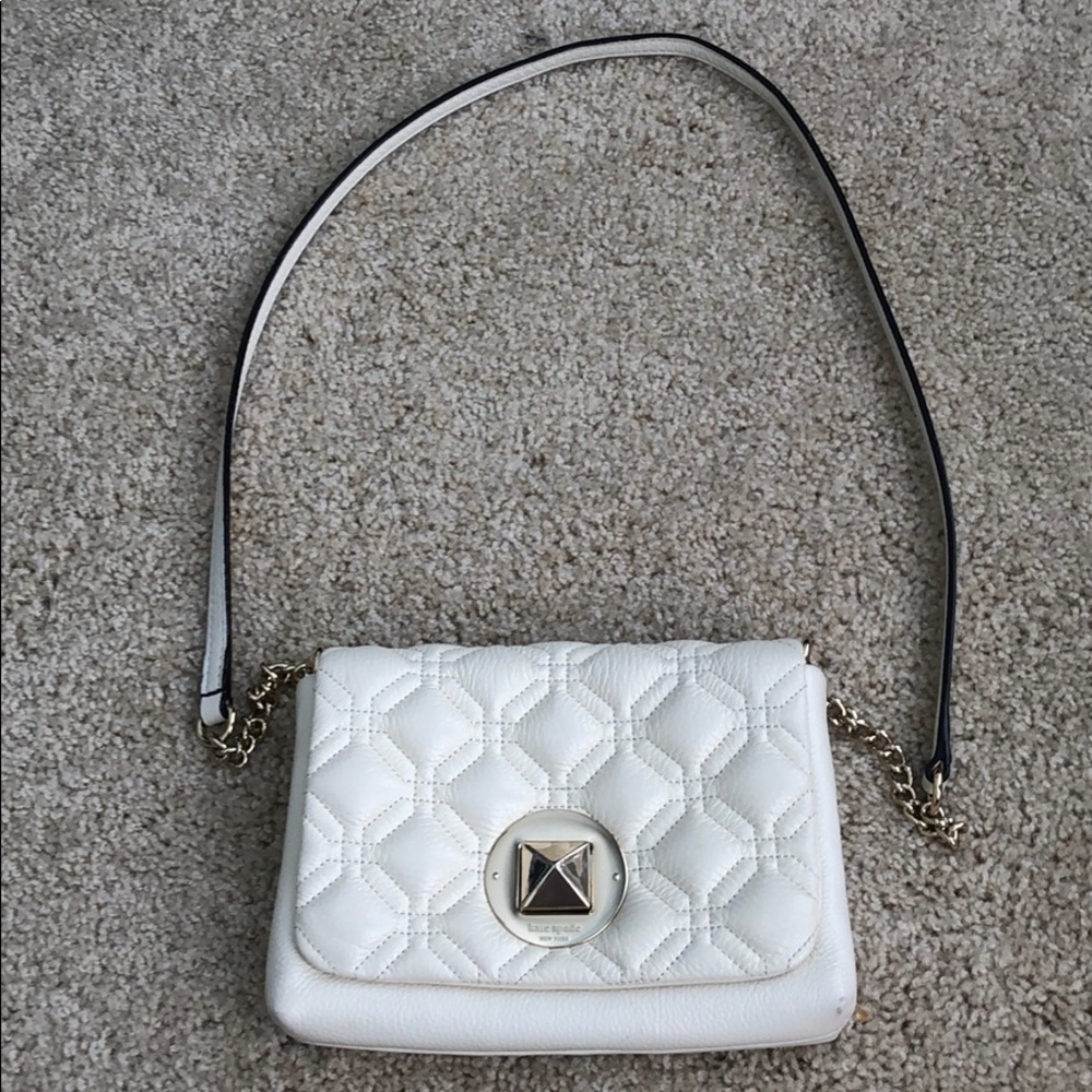Leather quilted crossbody in cream by Kate Spade